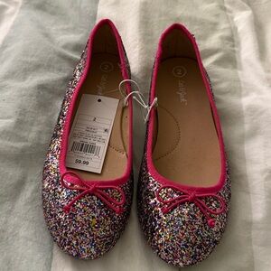 Cat & Jack Glittery Ballet Flats sz2 NWT